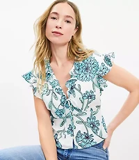 Floral Ruffle Tie Peplum Top
