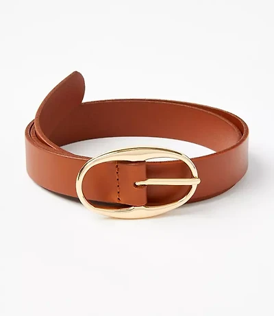 Oval Buckle Leather Belt