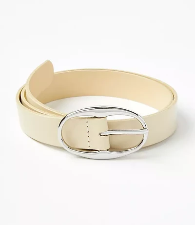 Oval Buckle Leather Belt