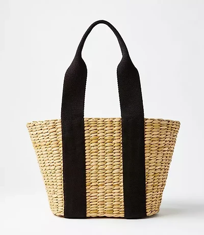 Rattan Double Strap Basket Tote Bag