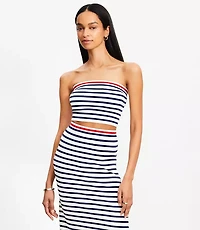 Stripe Ribbed Strapless Sweater
