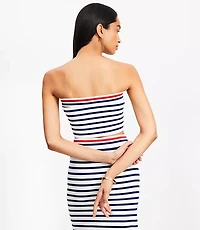 Stripe Ribbed Strapless Sweater