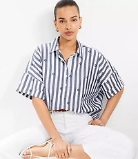 Petite Clip Stripe Henley Dolman Everyday Tunic Shirt