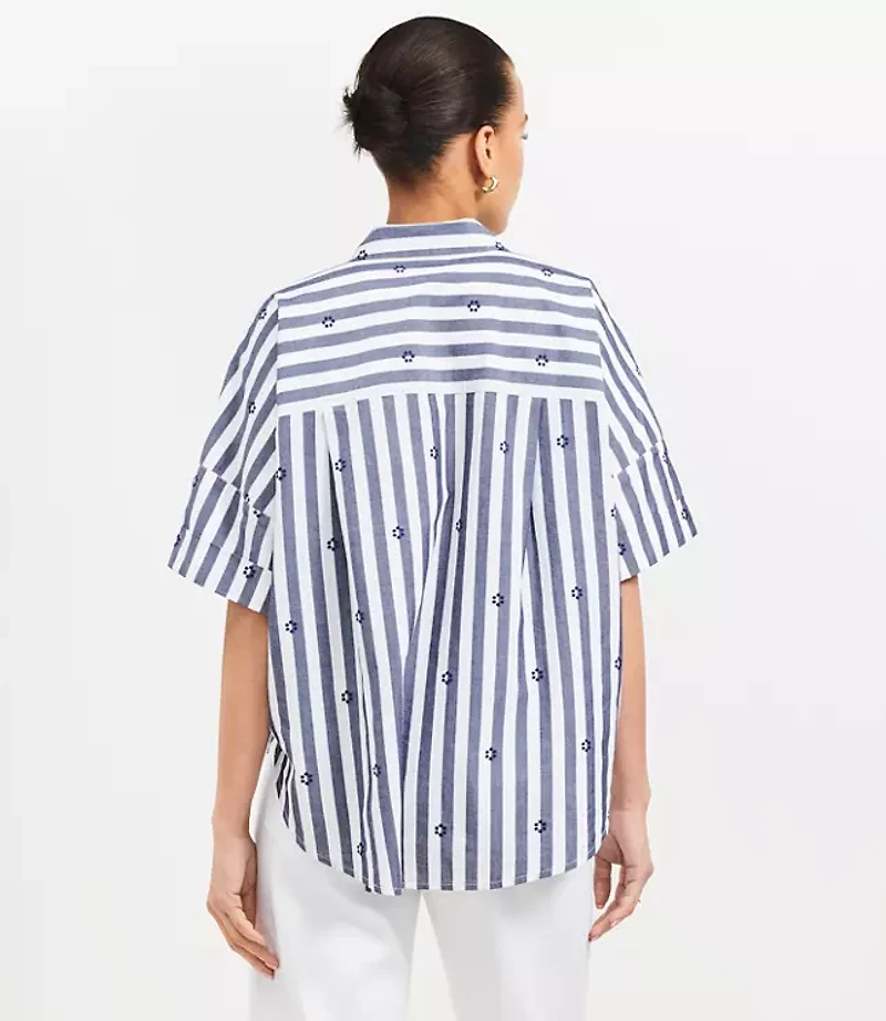 Petite Clip Stripe Henley Dolman Everyday Tunic Shirt