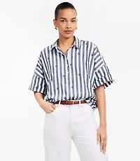 Petite Clip Stripe Henley Dolman Everyday Tunic Shirt