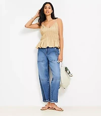 Smocked V-Neck Peplum Cami