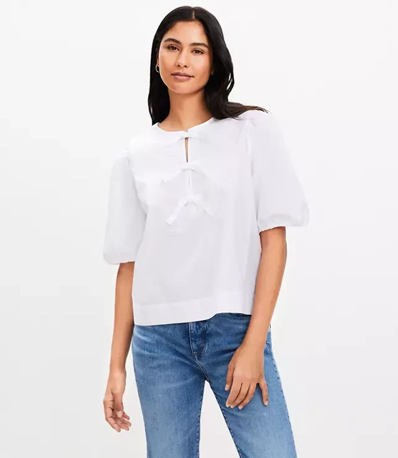 Petite Poplin Bow Top