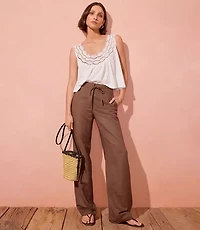 Straight Pants in Linen Blend