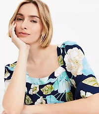 Petite Floral Square Neck Top