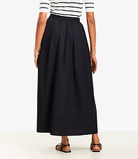 Poplin Pleated Maxi Pocket Skirt