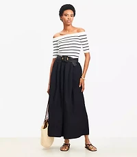 Poplin Pleated Maxi Pocket Skirt