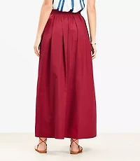 Poplin Pleated Maxi Pocket Skirt