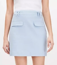 Tall Flap Trim Cotton Linen Mini Skirt