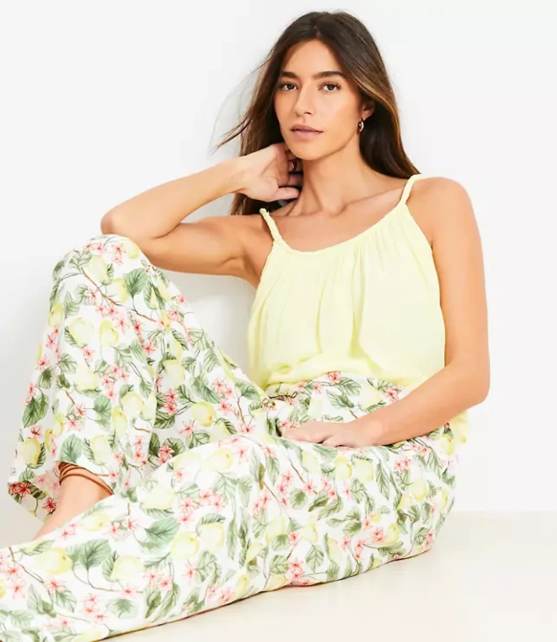 Blossom Pull On Wide Leg Pants Linen Blend