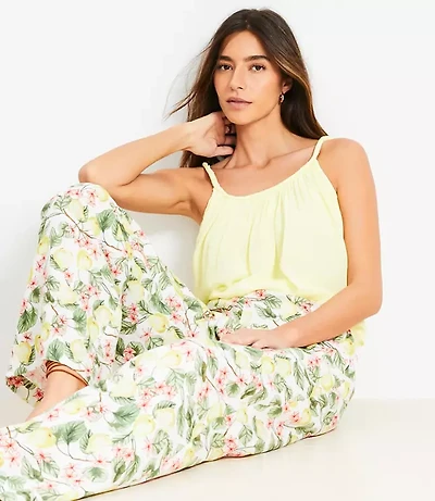 Blossom Pull On Wide Leg Pants Linen Blend