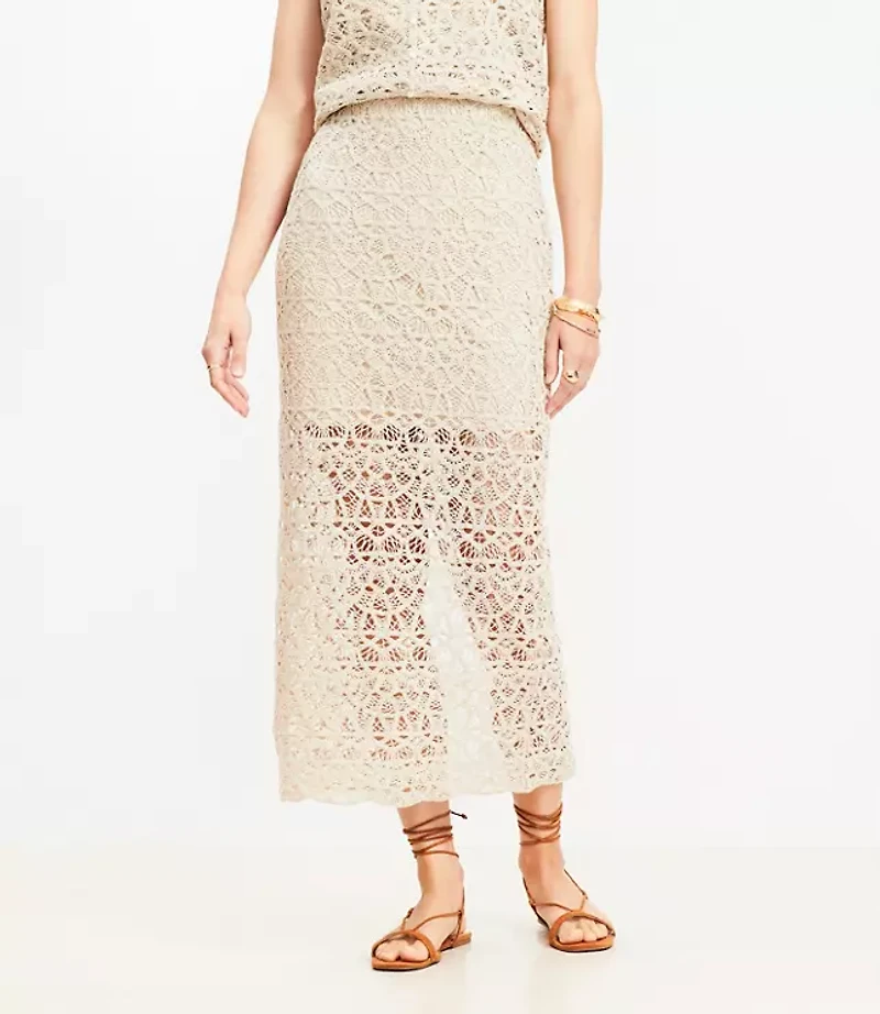 Scalloped Crochet Midi Skirt