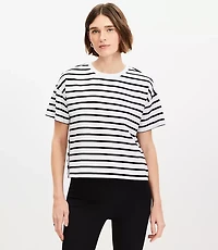 Striped Side Button Jersey Modern Tee