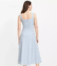 Floral Eyelet Seamed Tank Midi Dress