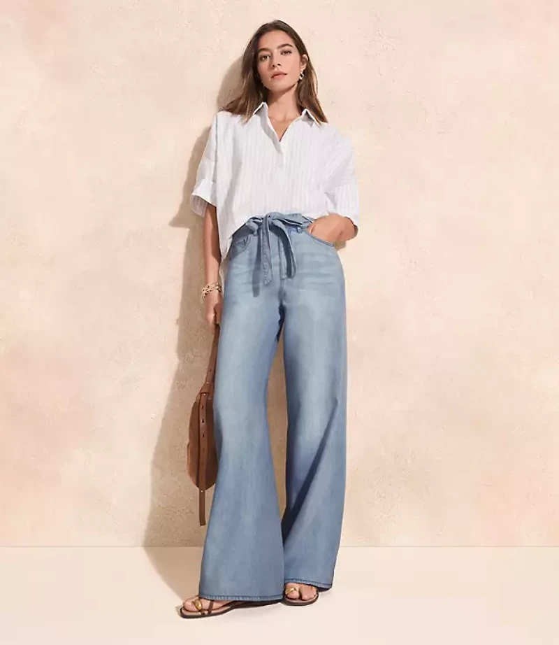 Petite Striped Henley Dolman Everyday Tunic Shirt