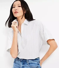Petite Striped Henley Dolman Everyday Tunic Shirt