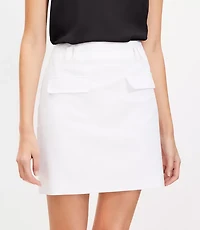 Petite Flap Trim Cotton Linen Mini Skirt