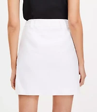 Petite Flap Trim Cotton Linen Mini Skirt