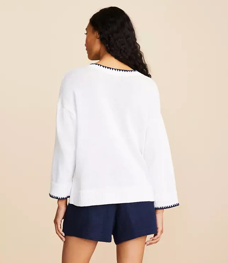 Lou & Grey Crochet Lace Up Sweater