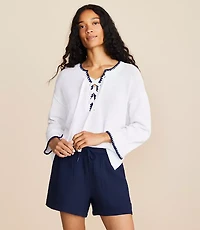 Lou & Grey Crochet Lace Up Sweater