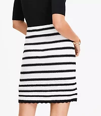 Striped Scalloped Mini Sweater Skirt