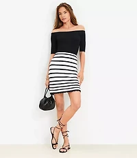 Striped Scalloped Mini Sweater Skirt