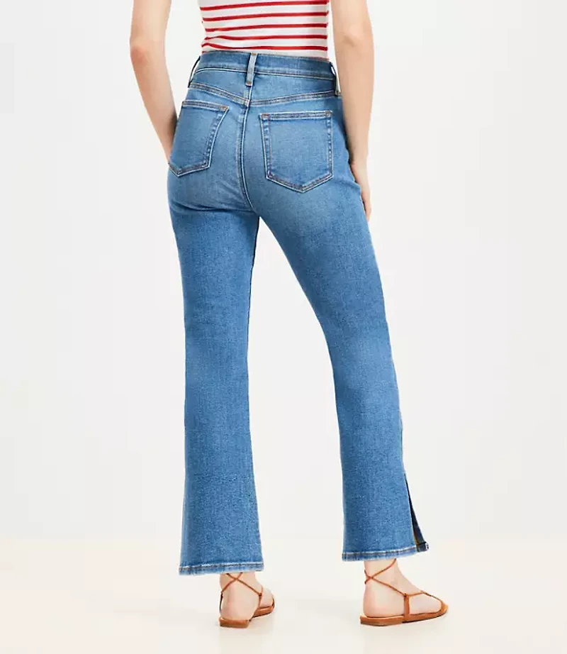 Vent Hem High Rise Kick Crop Jeans Medium Vintage Indigo Wash