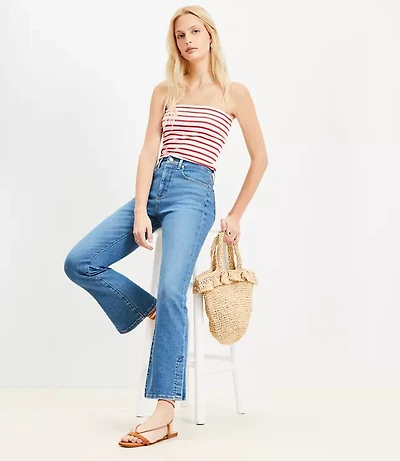 Vent Hem High Rise Kick Crop Jeans Medium Vintage Indigo Wash