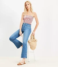 Vent Hem High Rise Kick Crop Jeans Medium Vintage Indigo Wash