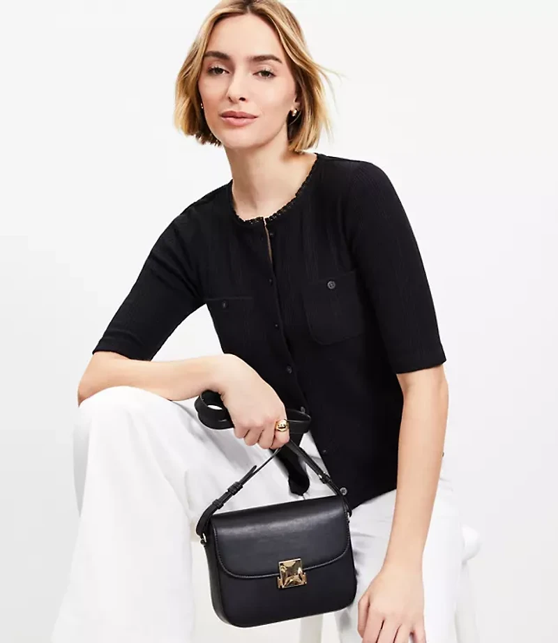 Petite Pointelle Pocket Cardigan Top