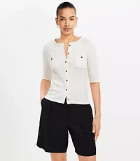 Petite Pointelle Pocket Cardigan Top