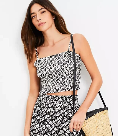 LOFT Beach Leafed Poplin Smocked Cami