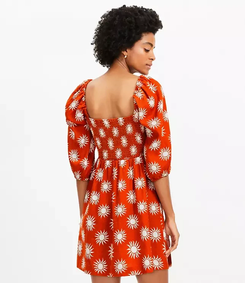 LOFT Beach Sunny Linen Cutout Twist Mini Pocket Dress