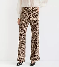 High Rise Wide Leg Jeans Leopard Print