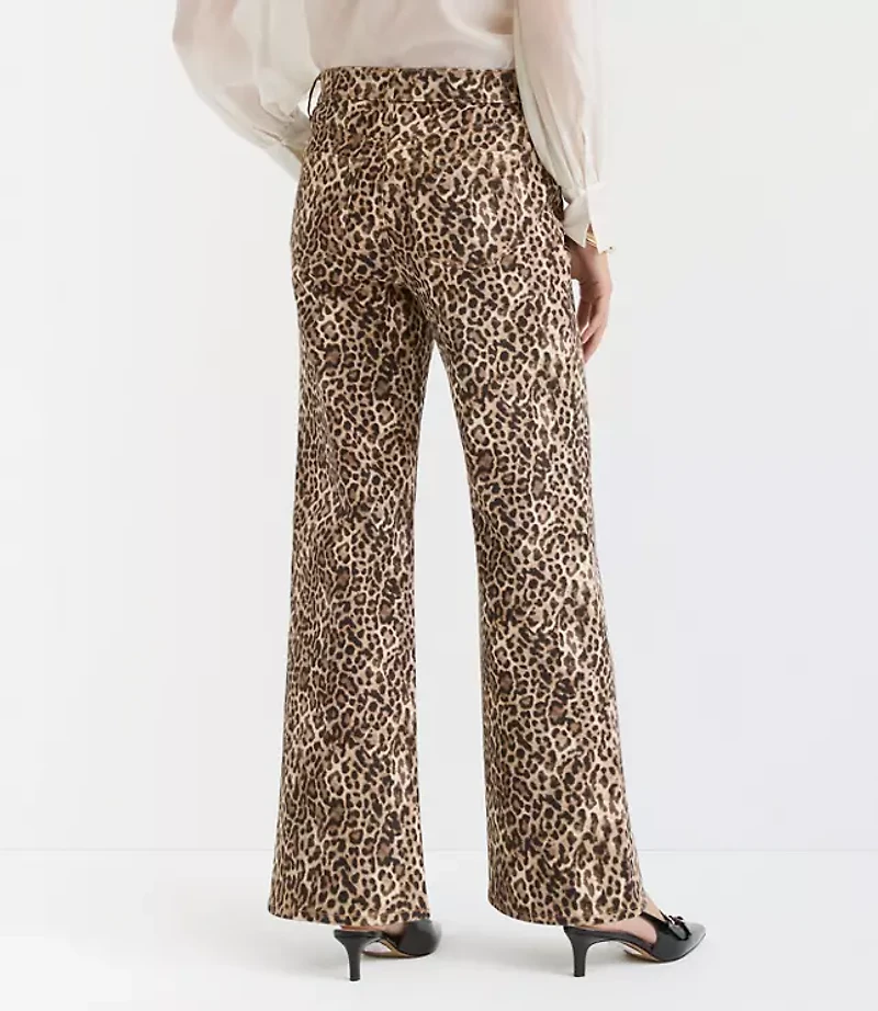 High Rise Wide Leg Jeans Leopard Print