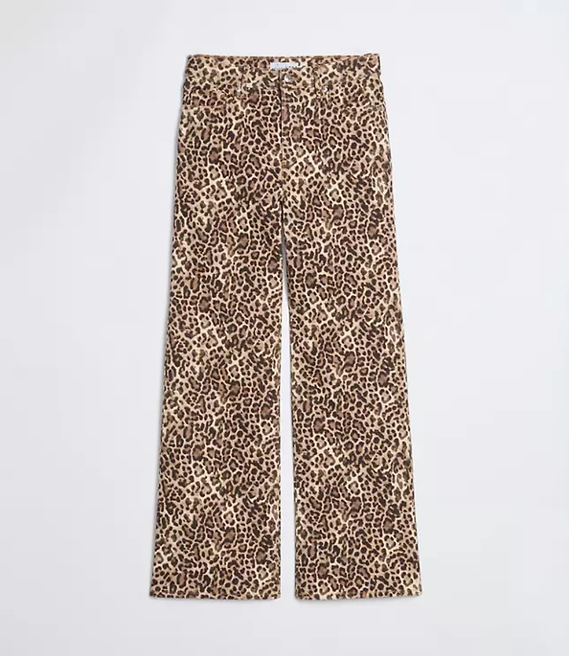 High Rise Wide Leg Jeans Leopard Print