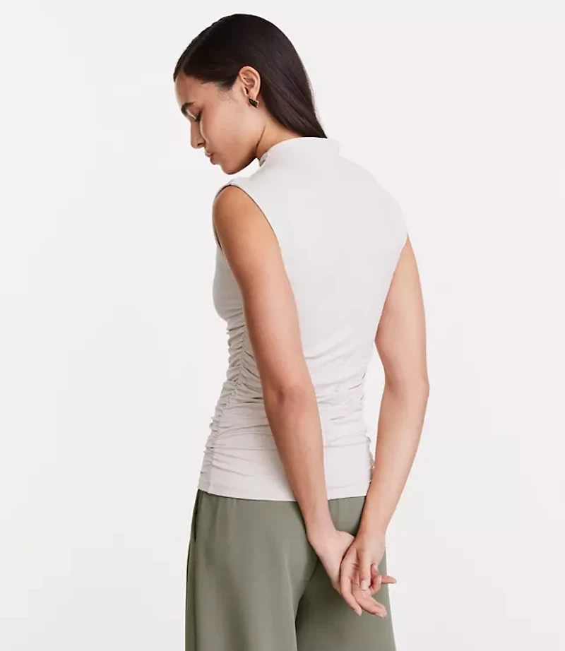 Petite LOFT Versa 360 Knit Ruched Mock Neck Top