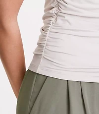 Petite LOFT Versa 360 Knit Ruched Mock Neck Top