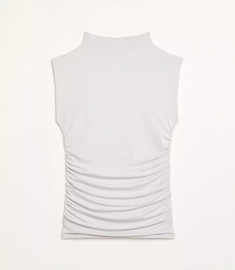Petite LOFT Versa 360 Knit Ruched Mock Neck Top