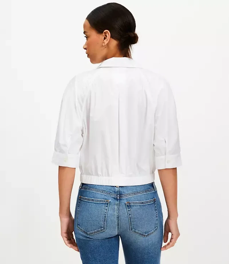 Petite Poplin Elasticized Hem Blouse