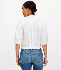 Petite Poplin Elasticized Hem Blouse
