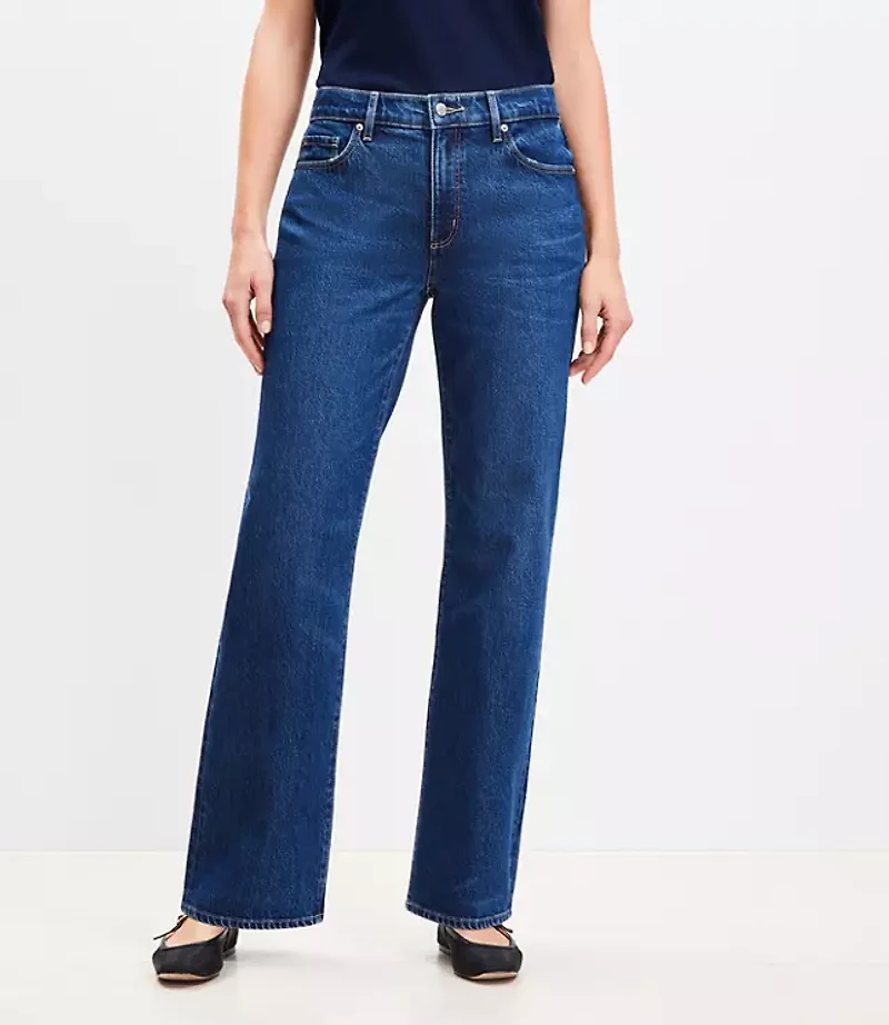 Mid Rise Relaxed Straight Jeans in Dark Wash