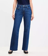 Mid Rise Relaxed Straight Jeans in Dark Wash
