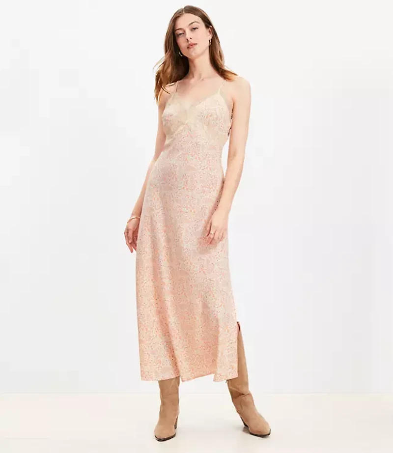 Petite Paisley Lace Trim Midi Slip Dress