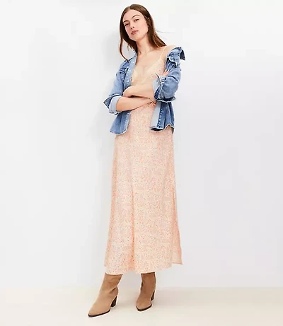 Petite Paisley Lace Trim Midi Slip Dress