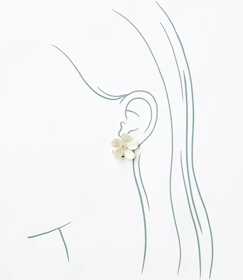 Mother Of Pearl Flower Stud Earrings